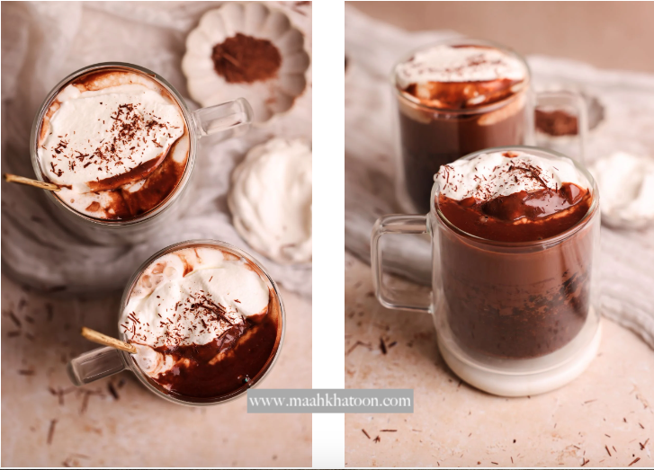 کیک لیوانی شکلات داغ