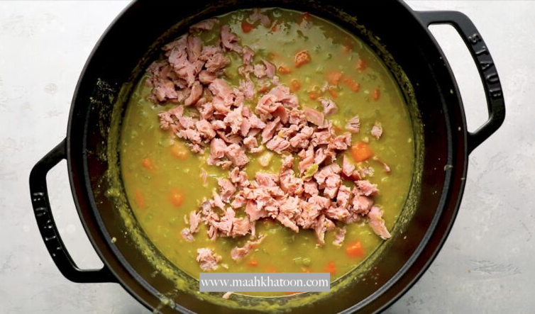 سوپ نخودفرنگی با ژامبون