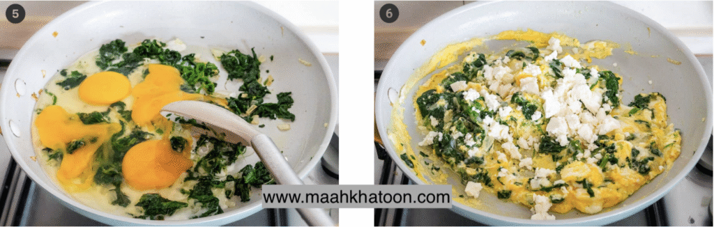 اسکرامبل اسفناج و تخم مرغ